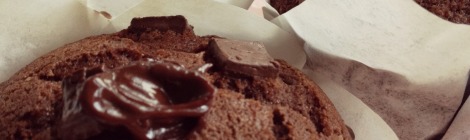 double chocolate muffins with gooey chocolate centres